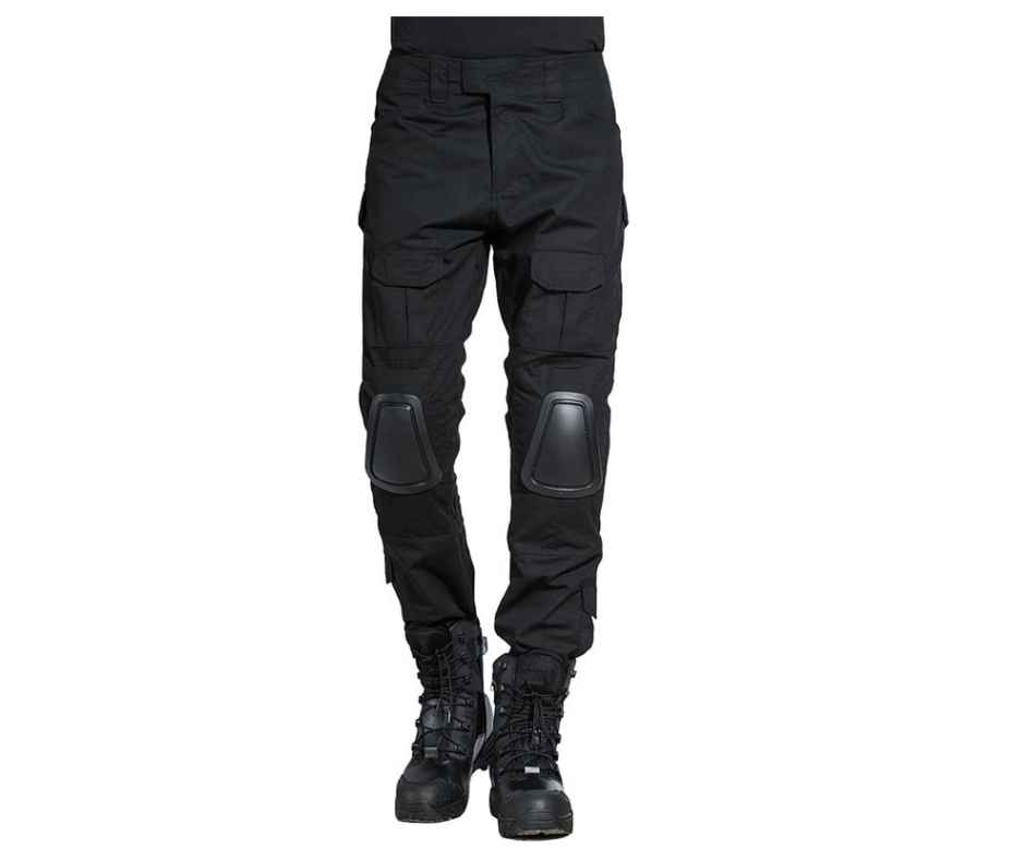 Black Airsoft pants with knee pads